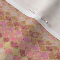 Rustic Distressed Harlequin Blush Pink and Cream (.67 inch diamonds)