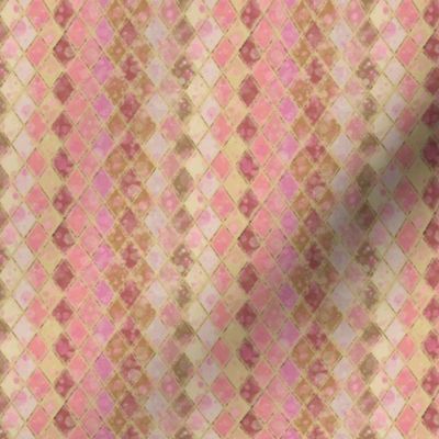 Rustic Distressed Harlequin Blush Pink and Cream (.67 inch diamonds)