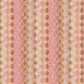 Rustic Distressed Harlequin Blush Pink and Cream (.67 inch diamonds)