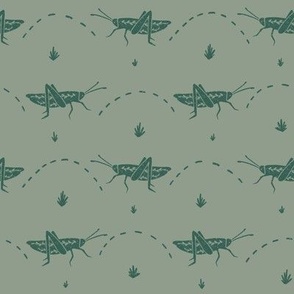 Doodlebug Folk Art Hopping Grasshoppers, 8in, Green