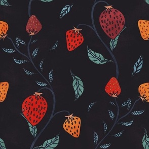 Delicious strawberries dark background