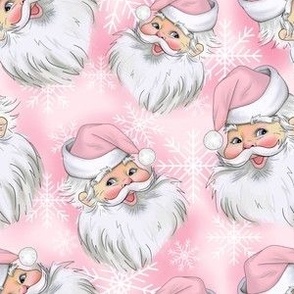 Smile Santa pink snowflakes vintage retro style 