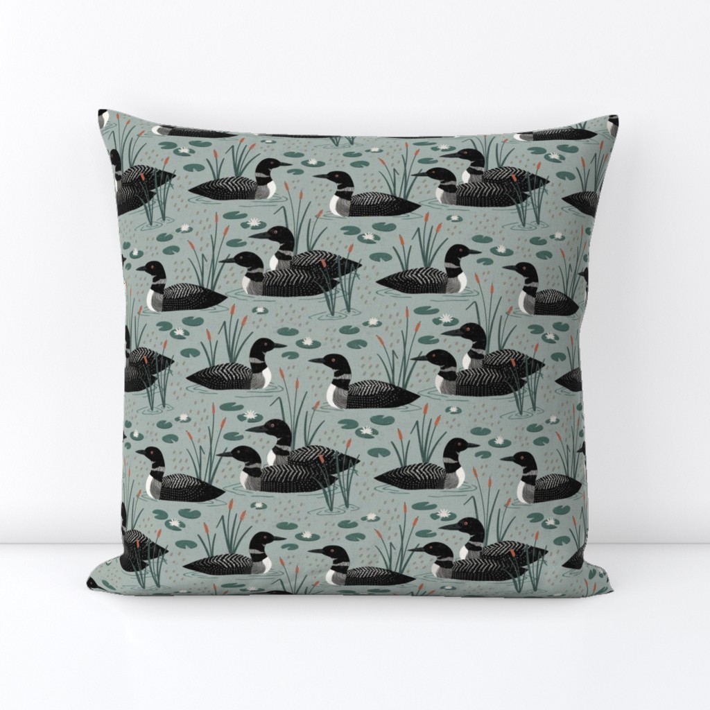 Loons on the Lake - Lake Life Collection (Seafoam Green) (Small)