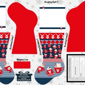 Blue Christmas Mug Stockings with Instruction - Cut and Sew