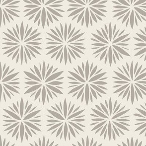 floral hexagons - cloudy silver taupe_ creamy white - geometric flowers