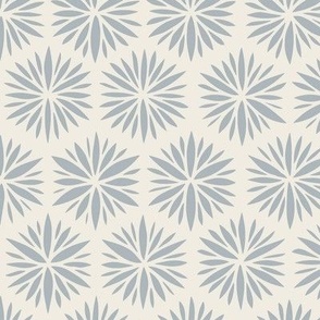 floral hexagons - creamy white_ french grey blue - geometric flowers