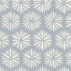 floral hexagons - creamy white_ french grey blue 02 - geometric flowers