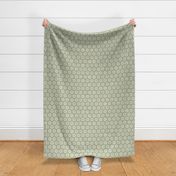 floral hexagons - creamy white_ light sage green 02 - geometric flowers