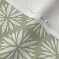 floral hexagons - creamy white_ light sage green 02 - geometric flowers