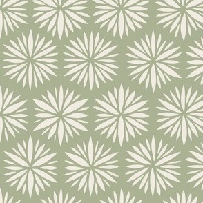 floral hexagons - creamy white_ light sage green 02 - geometric flowers