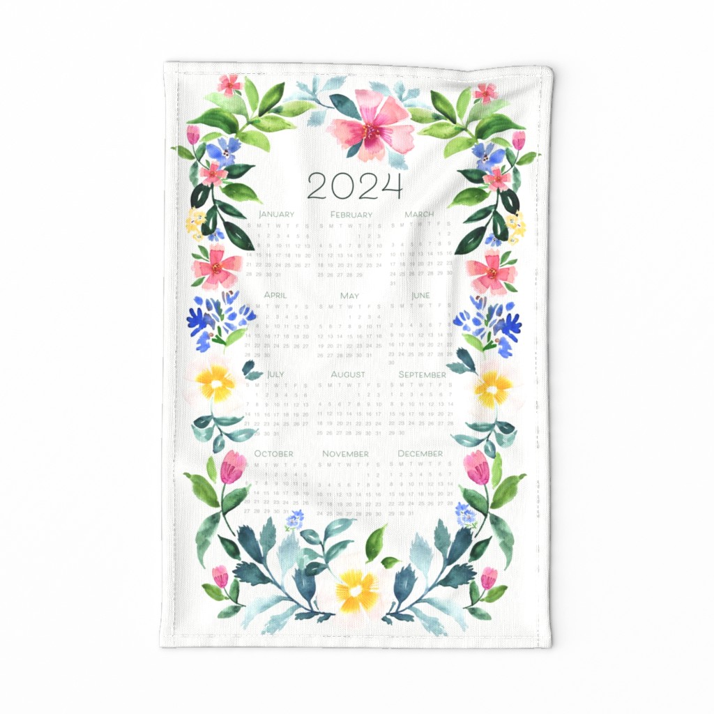 Floral & Foliage Elegance: 2024 Calendar Design-beige