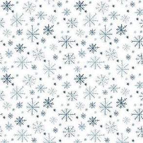 Snowflakes Watercolor Indigo in White Mini 3x3