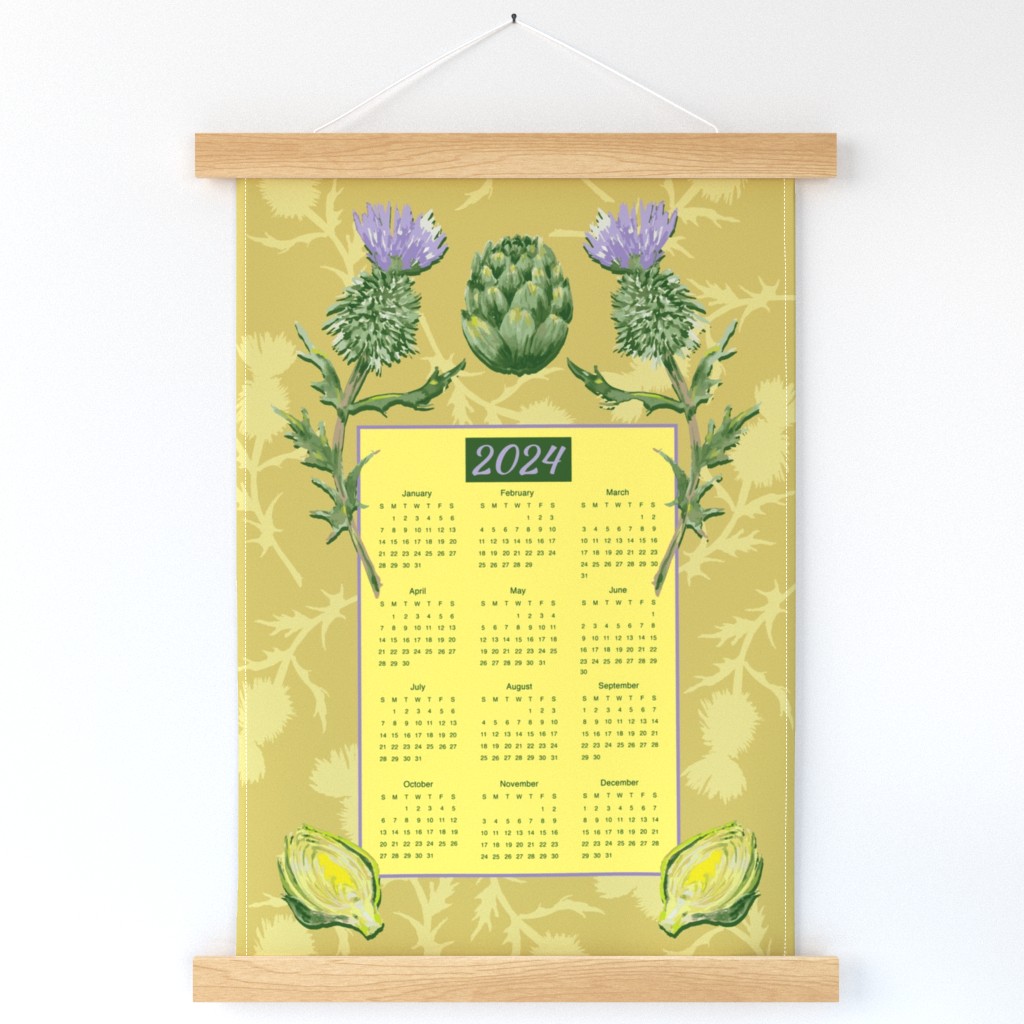 Thistle and Artichoke 2024 Calendar  Wall Hanging