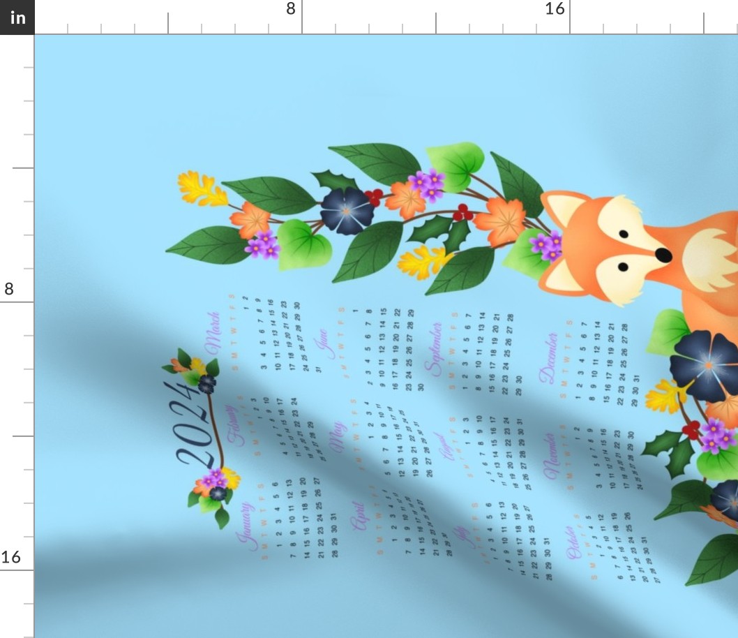 Woodland Fox and Floral Vines 2024 Calendar