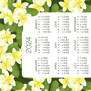 2024 Calendar Tropical Floral Plumeria Frangipani