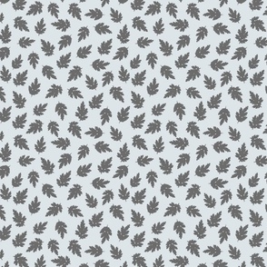 Autumnal Falling Leaves in Smoke Grey on Light Blue - Small Scale