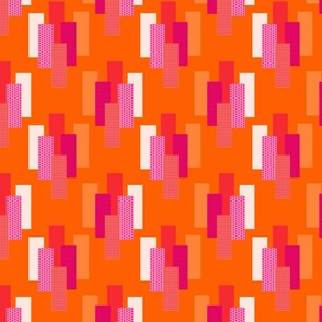 Simple geometric abstract buildings - pink, off white,  light pink and terracotta orange   // Big scale