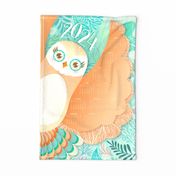 2024 Owl Wing Peach and Mint Calendar Tea Towel