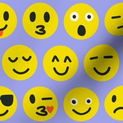 Smiley Emoji on Lilac Blue - M