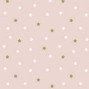 pink and green preppy christmas - tossed stars - blush pink_medium