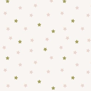 pink and green preppy christmas - tossed stars - cream_medium