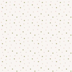 pink and green preppy christmas - tossed stars - cream_mini