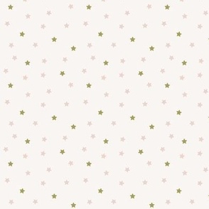 pink and green preppy christmas - tossed stars - cream_small