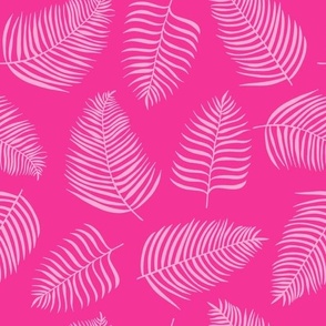 Pink Palm Leaves Tropical Botanical 