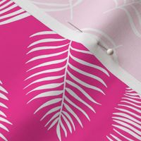 White Palm Leaves Hot Pink Fuchsia Tropical