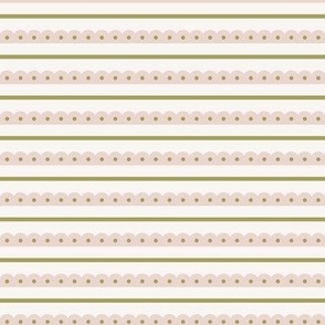 pink and green preppy christmas - abstract horizontal stripes - cream_mini