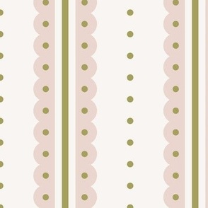 pink and green preppy christmas - abstract vertical stripes - cream_medium