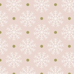 pink and green preppy christmas - snow flakes - blush pink_medium