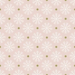 pink and green preppy christmas - snow flakes - blush pink_small