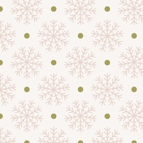 pink and green preppy christmas - snow flakes - cream_medium