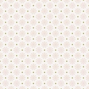 pink and green preppy christmas - snow flakes - cream_mini