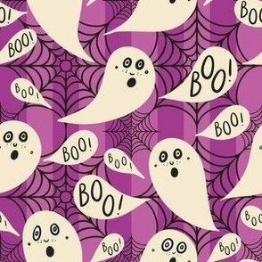 Whimsigothic-ghosts-with-boo-speech-bubbles-on-reddish-purple-vertial-stripes-with-cobwebs-S-small