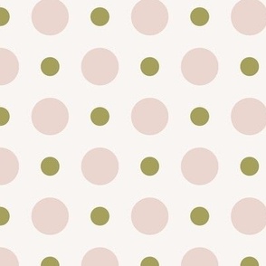 pink and green preppy christmas - polka dots - cream_medium