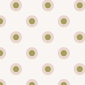pink and green preppy christmas - double polka dots - cream_medium