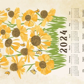 Yellow Helenium flowers 2024 calendar