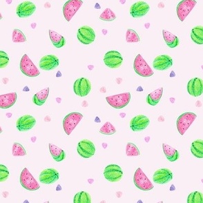 Watermelons on pink background Small 4 inches.