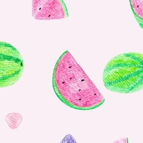 Watermelons on pink background Large 16 inches.