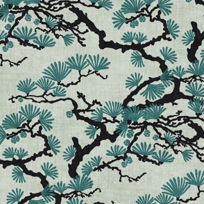 Japanese Pine Tree Chintz - fir green 