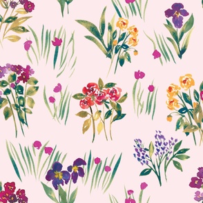 (jumbo)wacolour wild flowers vibrant pink wallpaper 