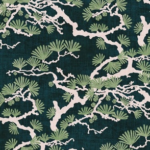 Japanese Pine Tree Chintz - teal green 