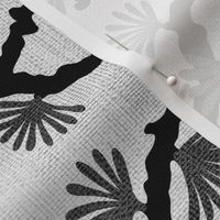 Japanese Pine Tree Chintz - charcoal monochrome 