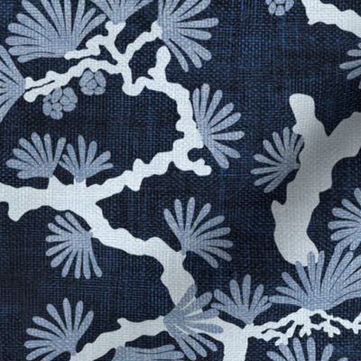 Japanese Pine Tree Chintz - navy night 