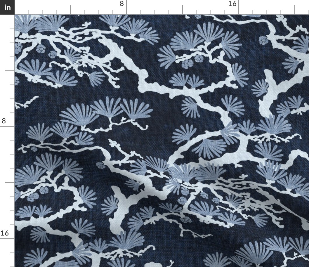 Japanese Pine Tree Chintz - navy night 