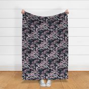 Japanese Pine Tree Chintz - pink on navy blue