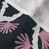 Japanese Pine Tree Chintz - pink on navy blue