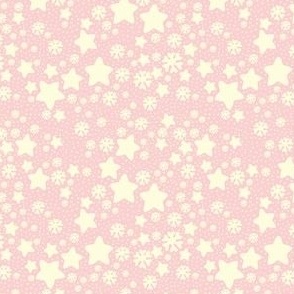 Christmas Snow and Stars Speckle Mini Micro Cream on Pastel Pink